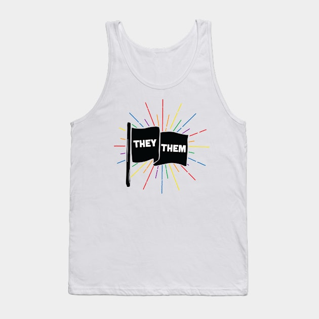 They Them Pronouns Retro Flag Tank Top by lavenderhearts